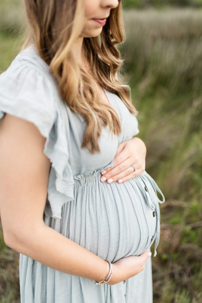 pensacola beach maternity session dress mom baby belly