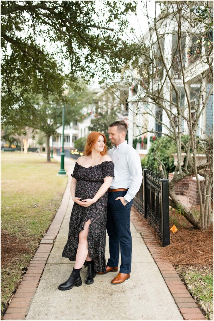 maternity session pensacola florida downtown park couple baby belly