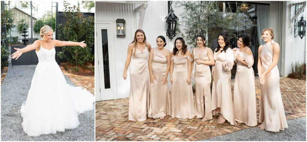 new years eve wedding supposey gardens first look bride and bridesmaids