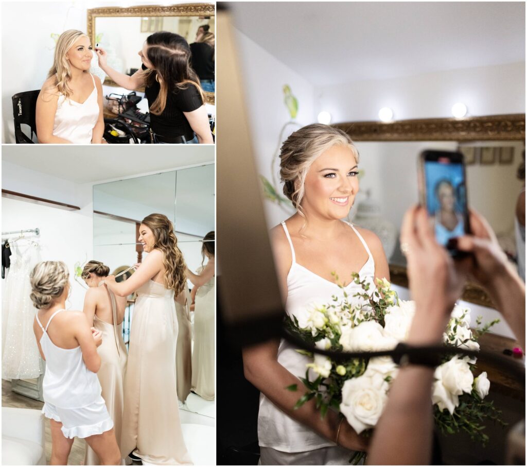 new years eve wedding supposey gardens bride getting ready