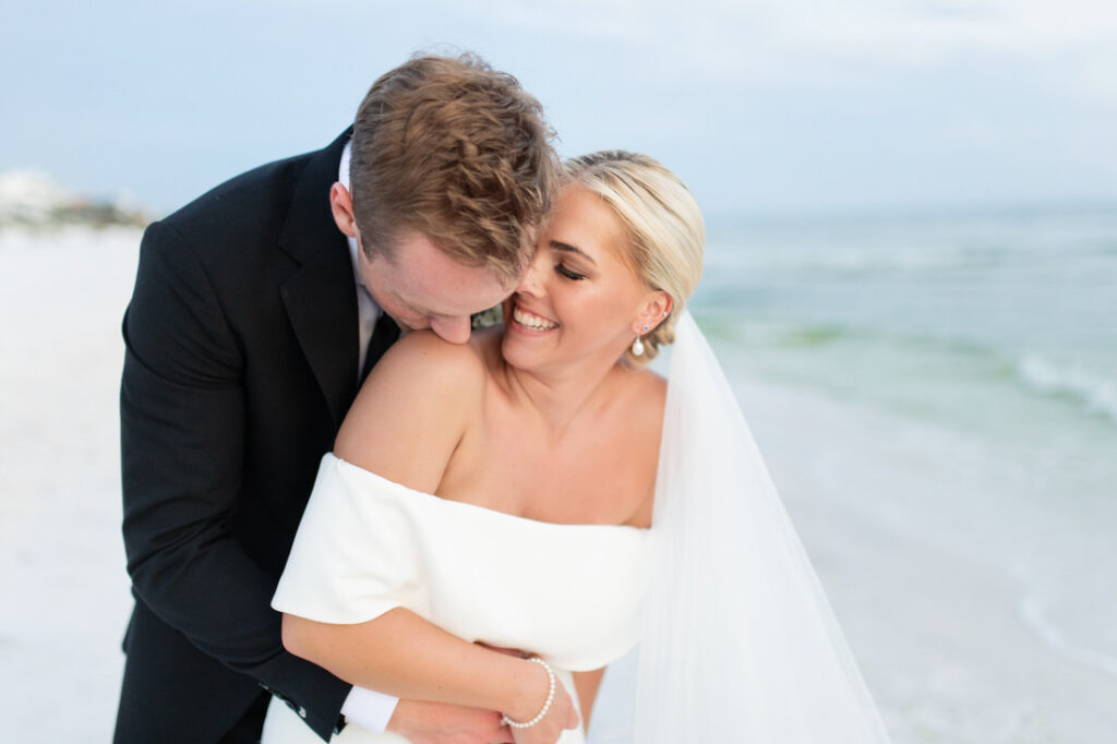 30a seaside beach bride and groom