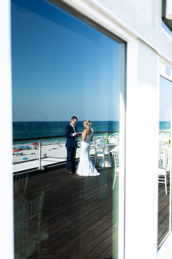 pier suite wedding pensacola beach venue first look balcony