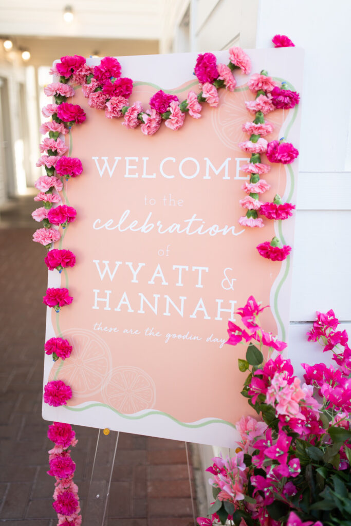 bud and alley's reception welcome sign