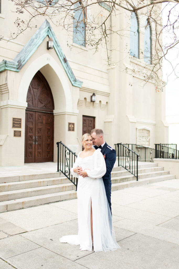 military downtown elopement wedding saint michaels catholic church