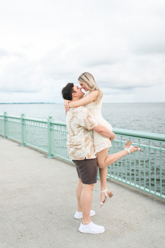 engagement session downtown pensacola maritime park pier sunset